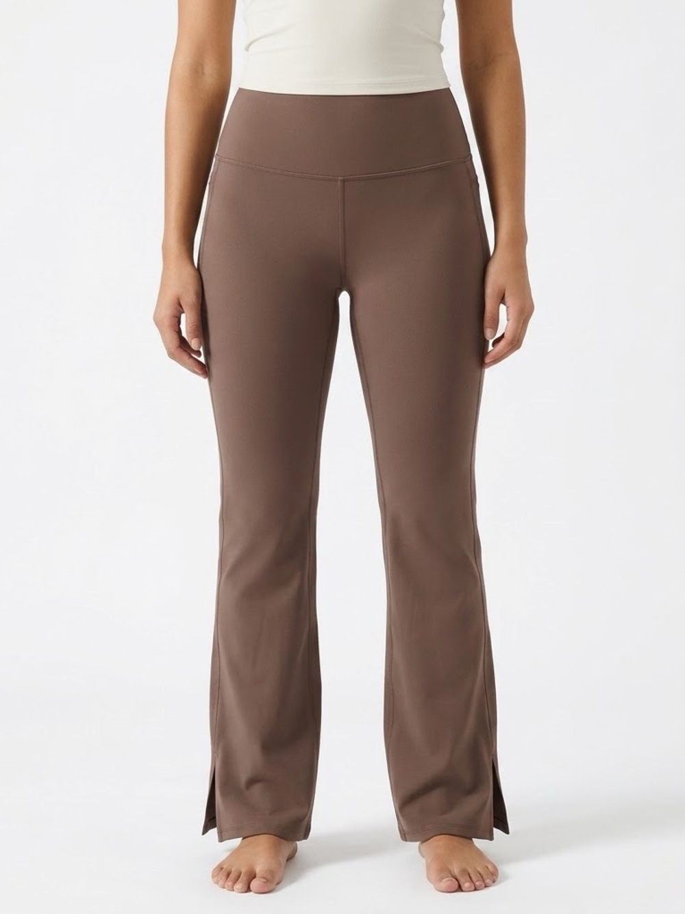 Athleta Transcend Stash Crop Straight Leg Pants 1X Brown High Rise Side Pockets